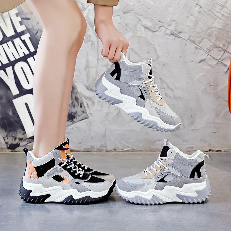 2025 autumn new Korean version of dad and girls shoes ins tide lace-up platform student sports and leisure shoes increase