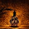 Moroccan Metal Hanging Lamp Battery Powered 29.5cm Tall Cordless Table Lamp for Home Decoration for Living Room Weddings