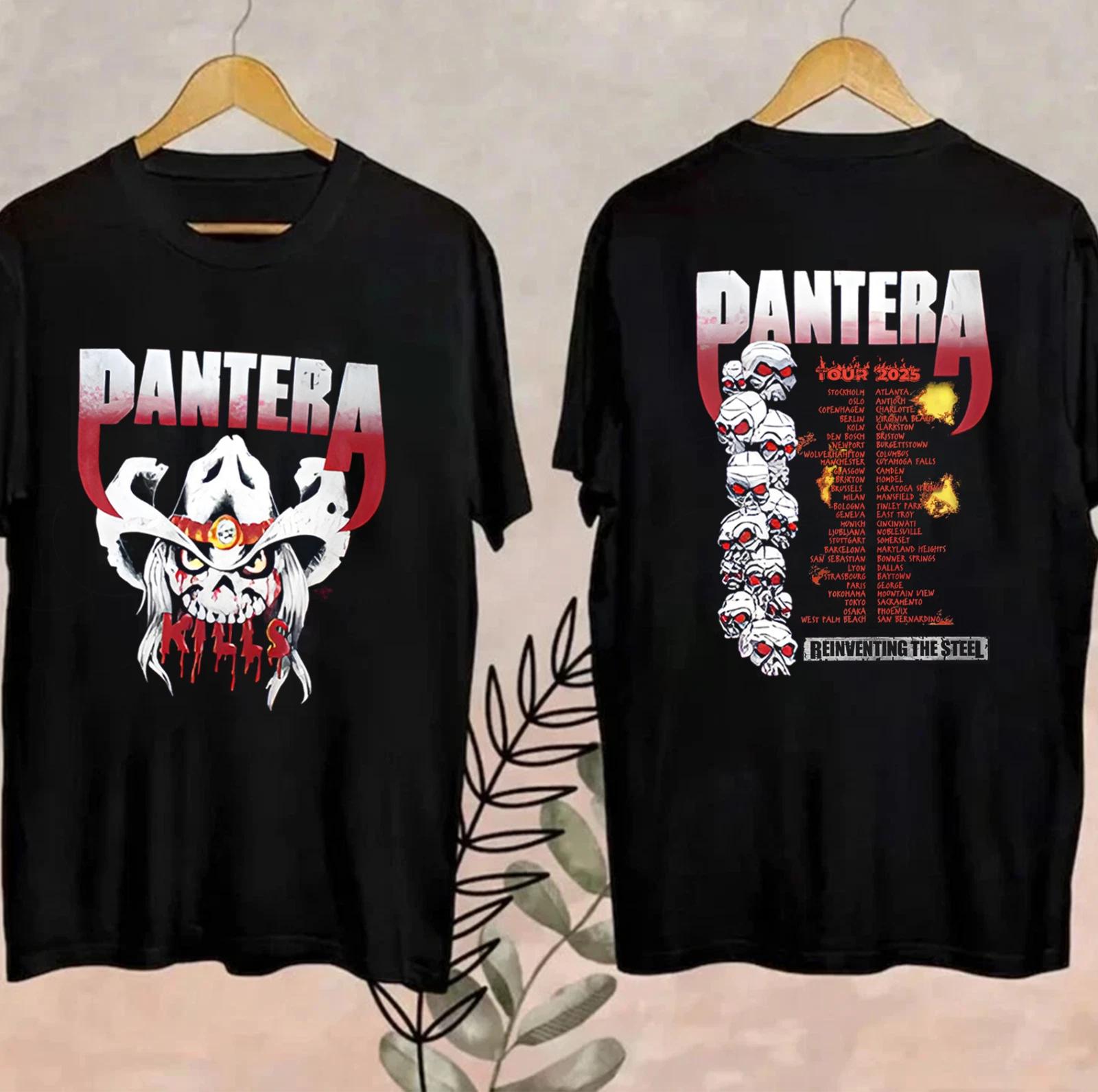 Унисекс Футболка Pantera Pantera Группа Дата Тур 2025 Двусторонняя Футболка Высококачественная Роскошь Подходит и Мужчинам, и Женщинам Топ Y2k S