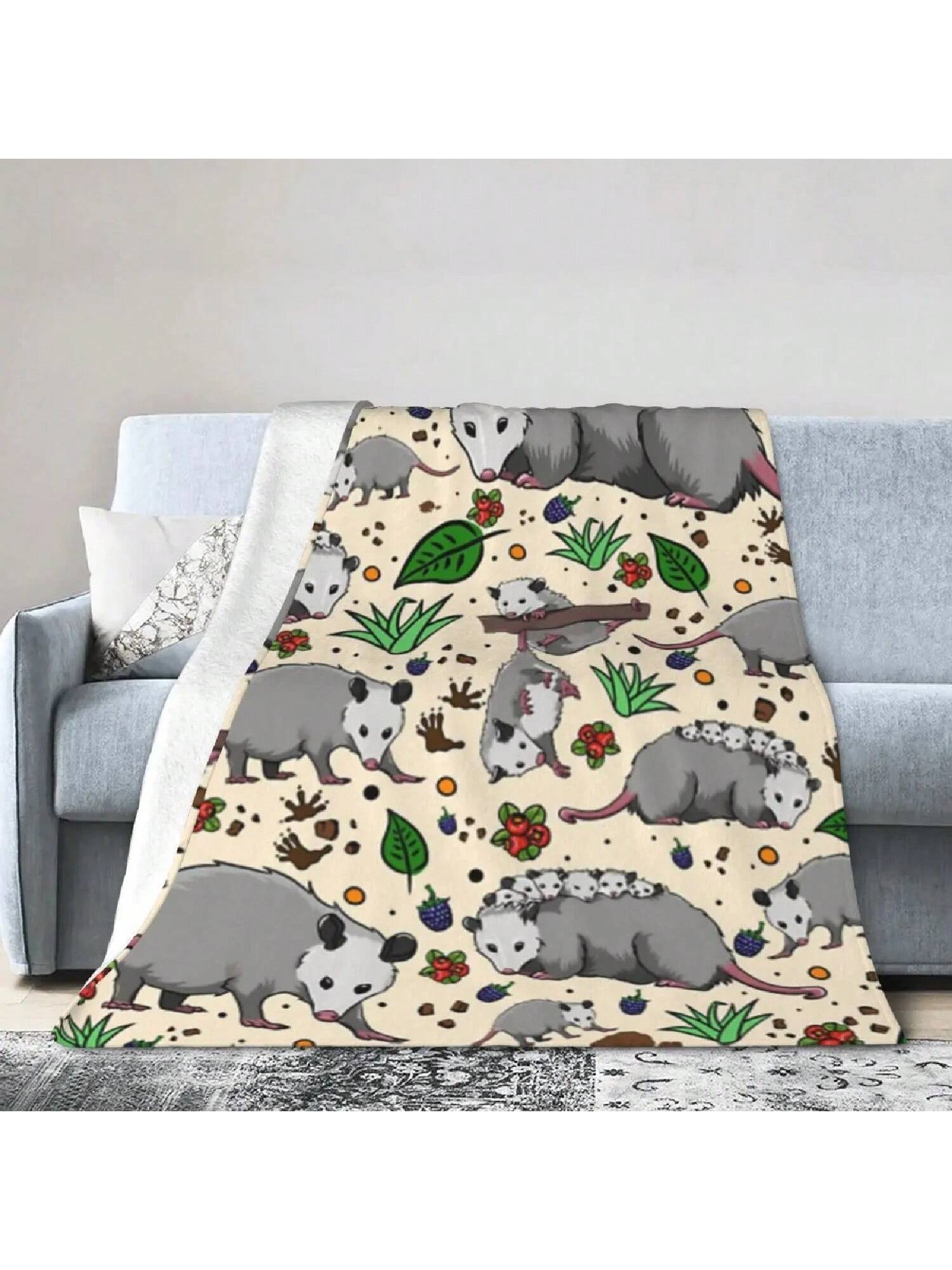 Семейство опоссумов Опоссум Ультрамягкое Тонкое Фланелевое Одеяло 75X95CM