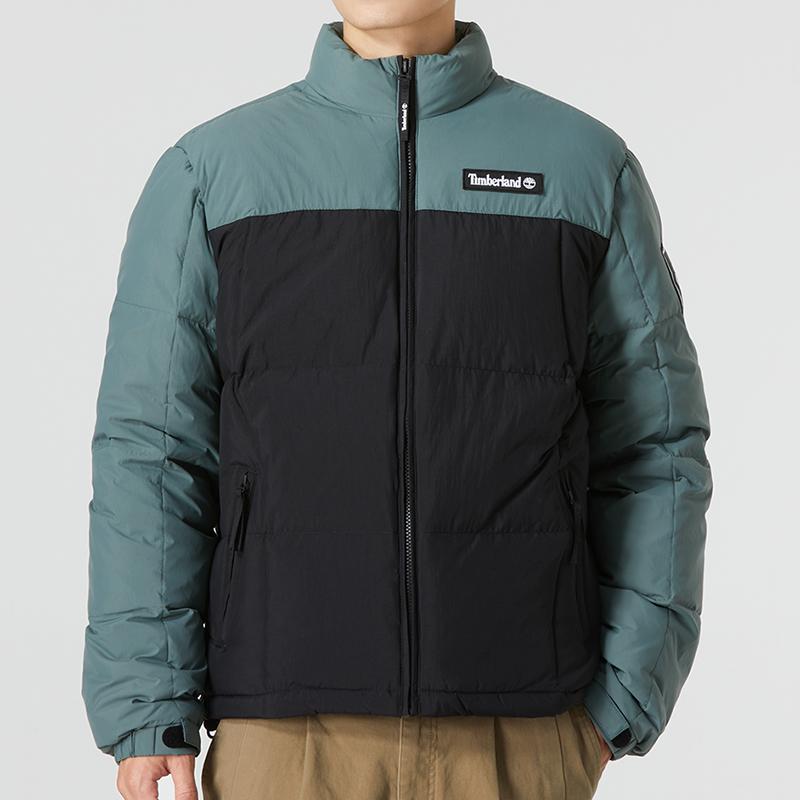 Timberland Outdoor Archive Puffer Jacket Color Block Sports Casual Stand Collar Down Jacket Winter Men Jacket Green A5VED-DA9