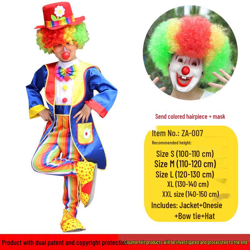 Kids' Clown & Magician Costume Set for Boys & Girls - Perfect for Masquerades, National Day, Christmas & New Year Performances.
