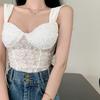 Sweet and Spicy Girl Floral Suspender Tank Top Women's Summer Pink with Chest Cushion Sexy Tie Slim Fit Short Top for External Wear