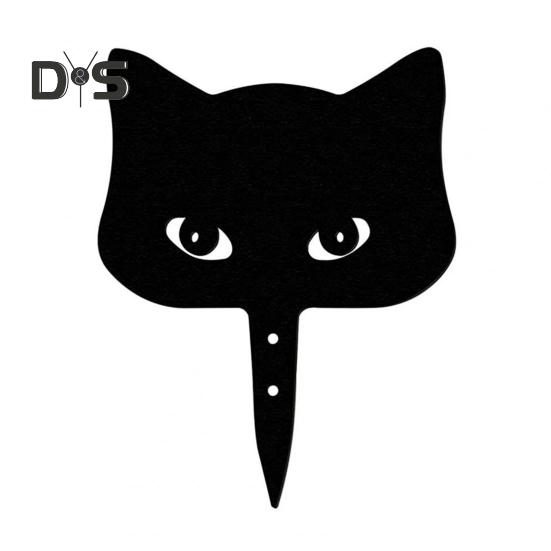 

Подглядывающий черный кот садовый колышек устойчивый к погодным условиям прочный уличный патио двор газон металлический котенок знак животное железный шип палка украшение орнамент A