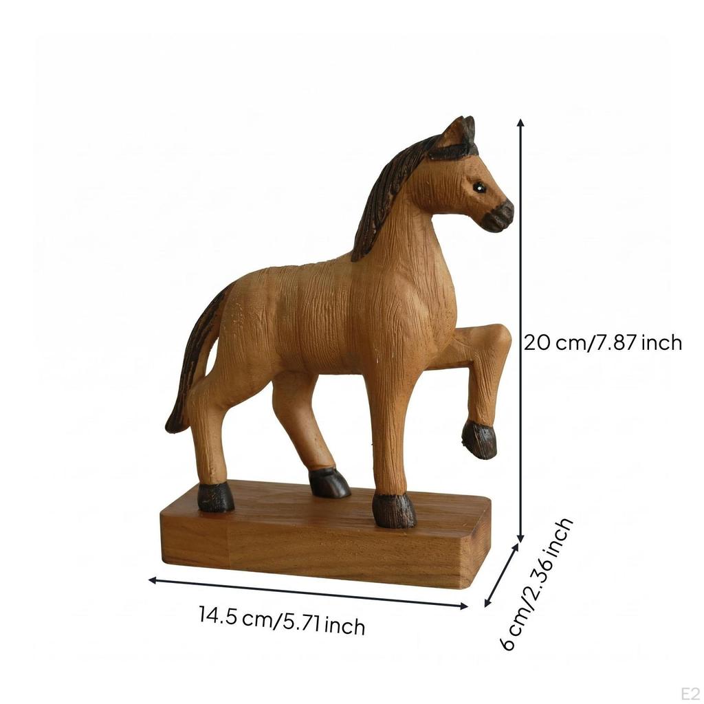 Galoppierendes Pferd Figur Paulownia Holz Holz Tischplatten Skulptur für Wohnzimmer,