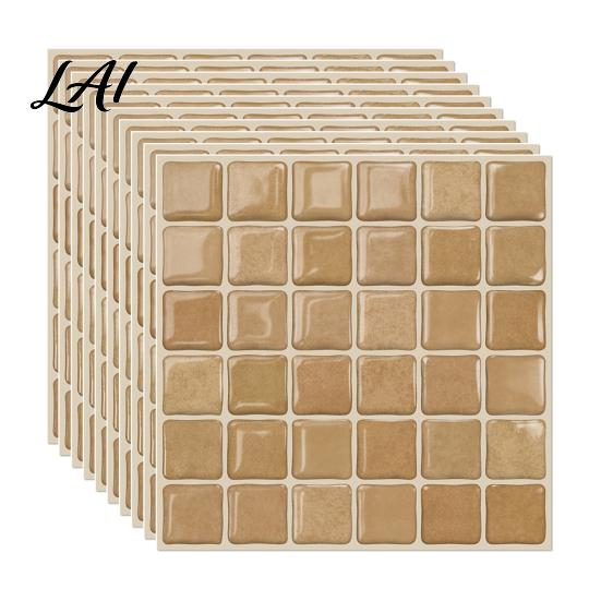 Waterproof Kitchen Backsplash Decal 10Pcs 3D Mosaic Wall Sticker Oil-Proof Tile Decal Peel And Stick Stickers Backsplash Self-Adhesive Bathroom