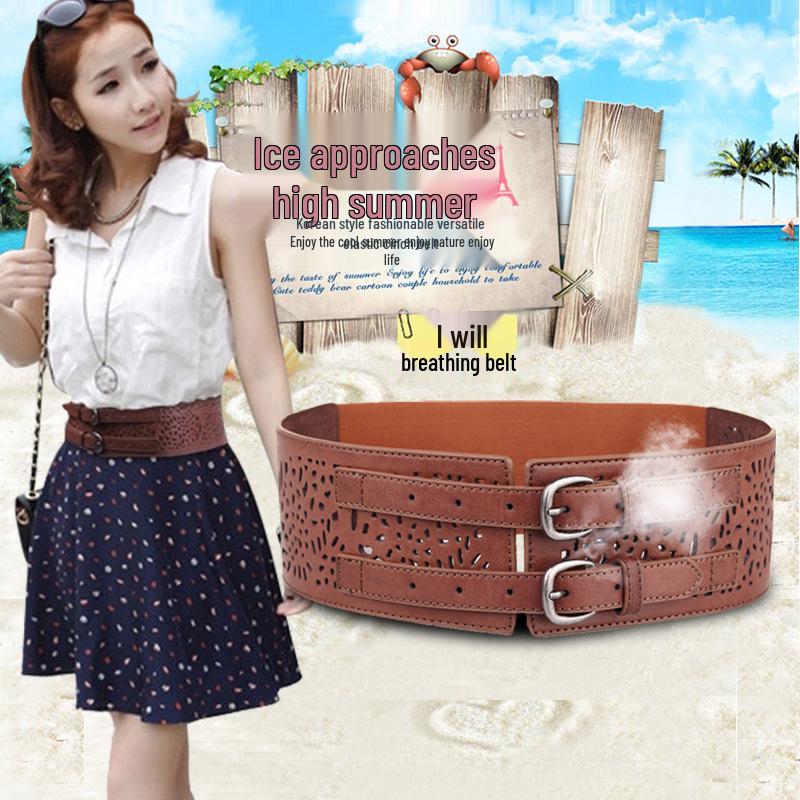 Herbst/Winter Mode Doppelreiher Mantel mit elastischem Bund & breitem Gürtel für Damen