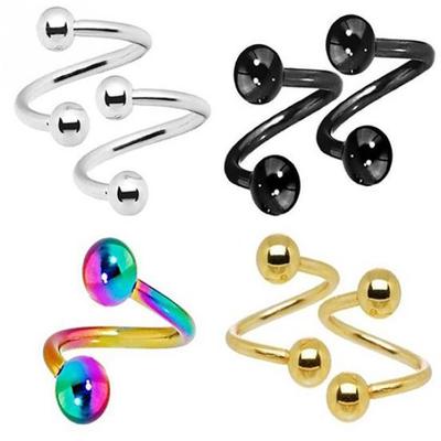 2 Stück Edelstahl Spiral Twister Lippen Nasenring Körperschmuck Piercing Schmuck KTJ