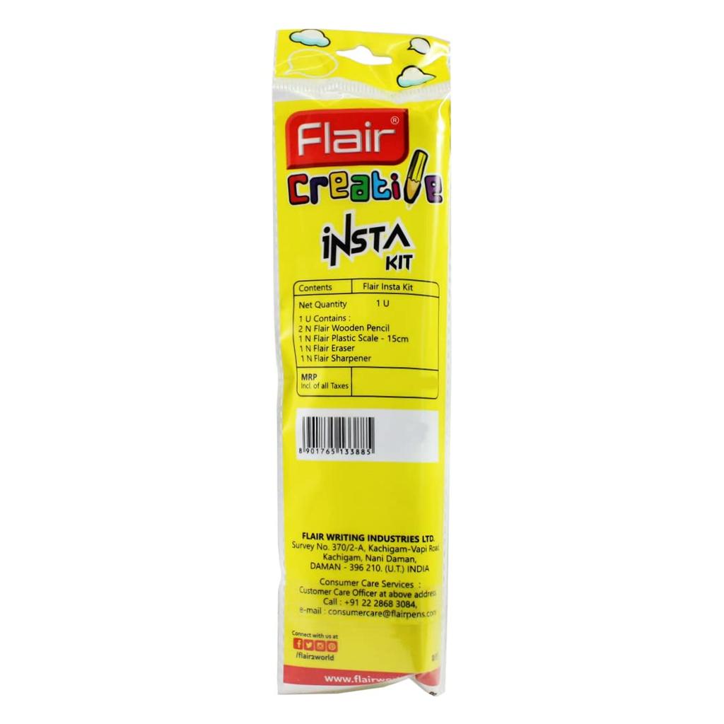 Flair Creative Series Insta Smart Kit Pack of 1 Stationery Kit for Kids Drawing Kit with Pencils Scale Eraser Sharpener