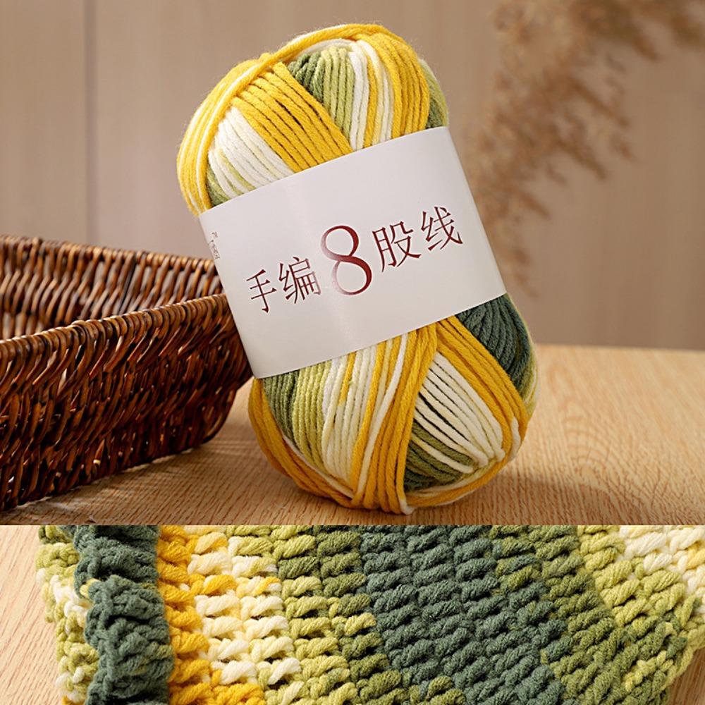 8 Strands Hand Knitting Yarn DIY Multi-Color 8-Ply Crochet Yarn Rainbow Segment Coarse Yarn Hand-Dyed Yarn Crochet Projects