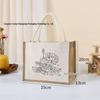 Hand-Painted Graffiti Canvas Tote Bag - Yellow Linen Logo Pattern