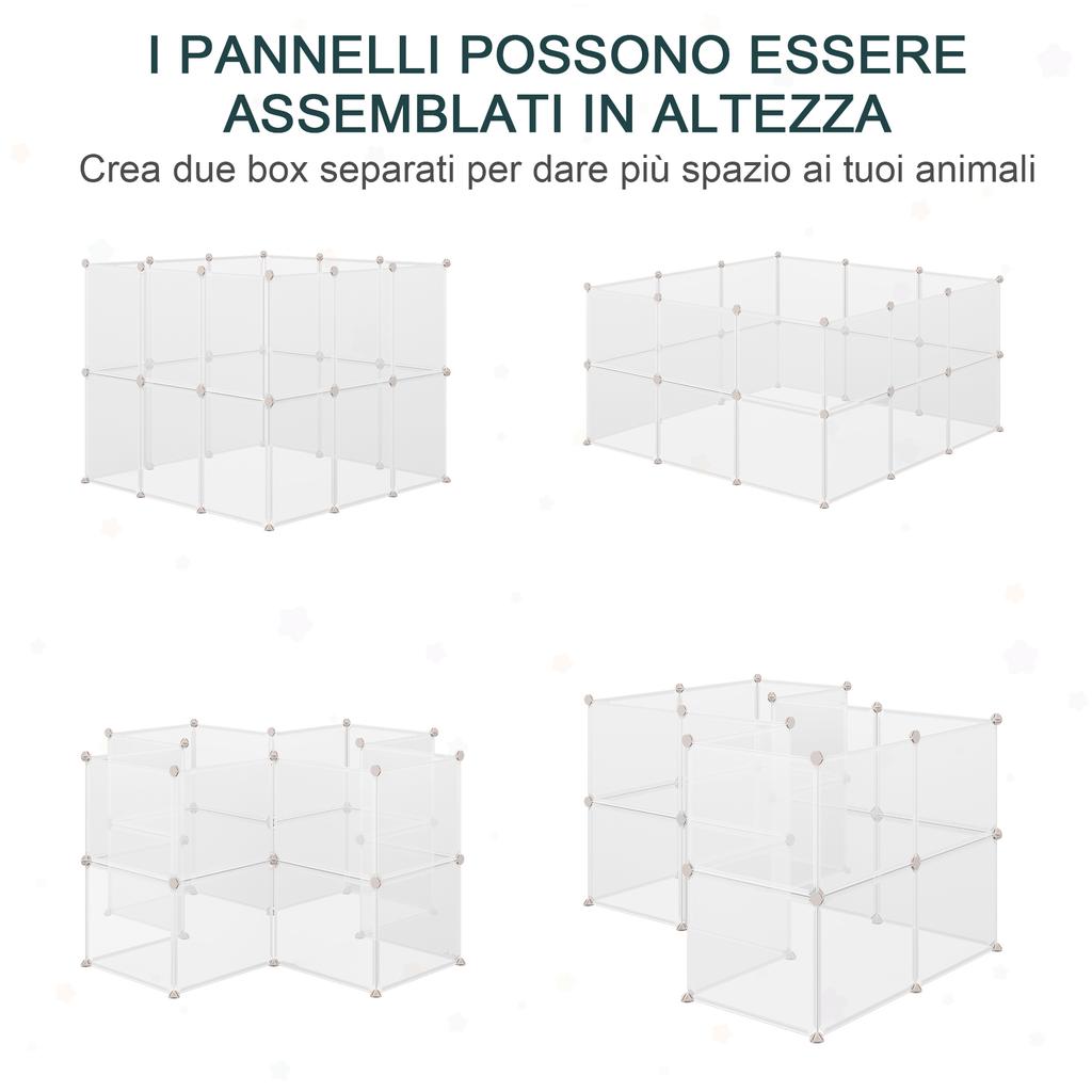Modular Metal and PP Playpen for Puppies and Small Animals, 12 Panels, 35x45cm, White