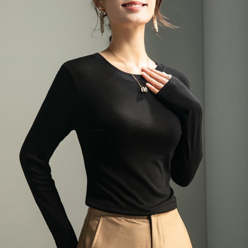 [Liu Wen] Muscle bottom clothes Tencel wool Maillard wears a bottom coat top to keep warm women