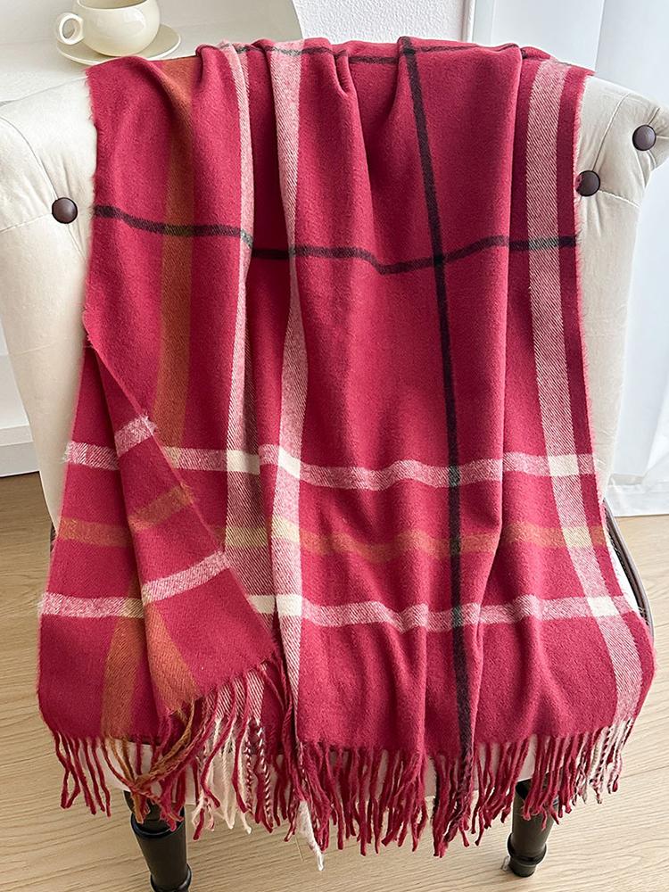 Women Winter Knitted Scarf Headscarf Lady Men Casual Double Sided Plaid Tassel Scarve Male Foulard Wrap Shawl New Unisex Korean