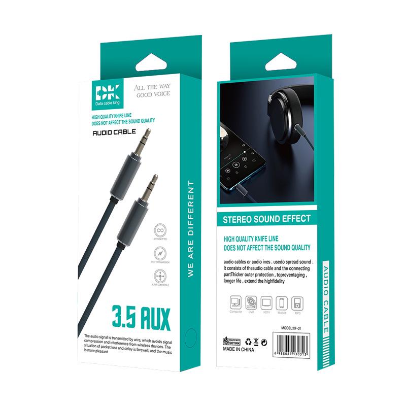 1m audio kabel TPE zinkové slitiny AUX, 3,5 mm samec-samec pro připojení do auta