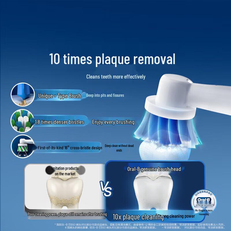 Oral-B Electric Toothbrush Head Multi-Angle Clean EB50 RX-3 (3-Pack) CN plug (adapter included)