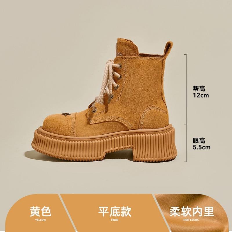 

Thick-soled Martin boots women s spring and autumn new suede retro rhubarb boots gingerbread medium tube short boots 40