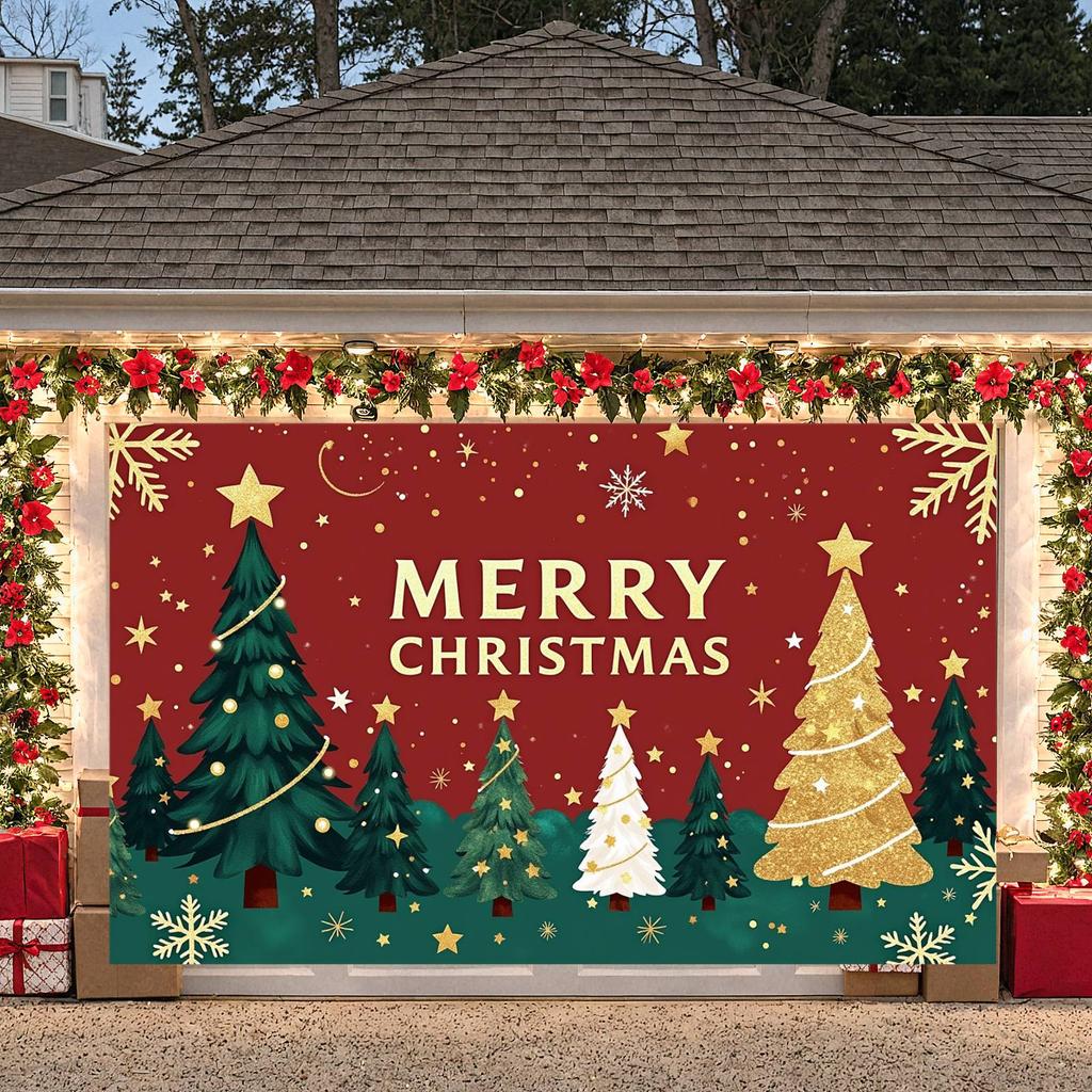 Holiday Backdrop Winter  Merry Christmas Banner Holiday Celebration Backdrop Red Theme Christmas Party Banner For Photo