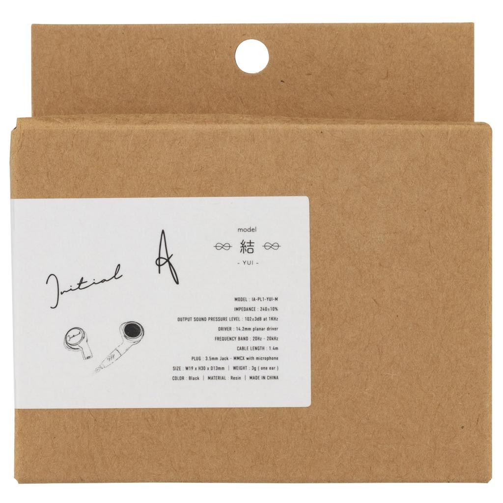 Initial A yui In-ear-hörlurar med platt element med W19 x H30 x D13 mm - - 14,2 mm element, mikrofon, svart, ca.