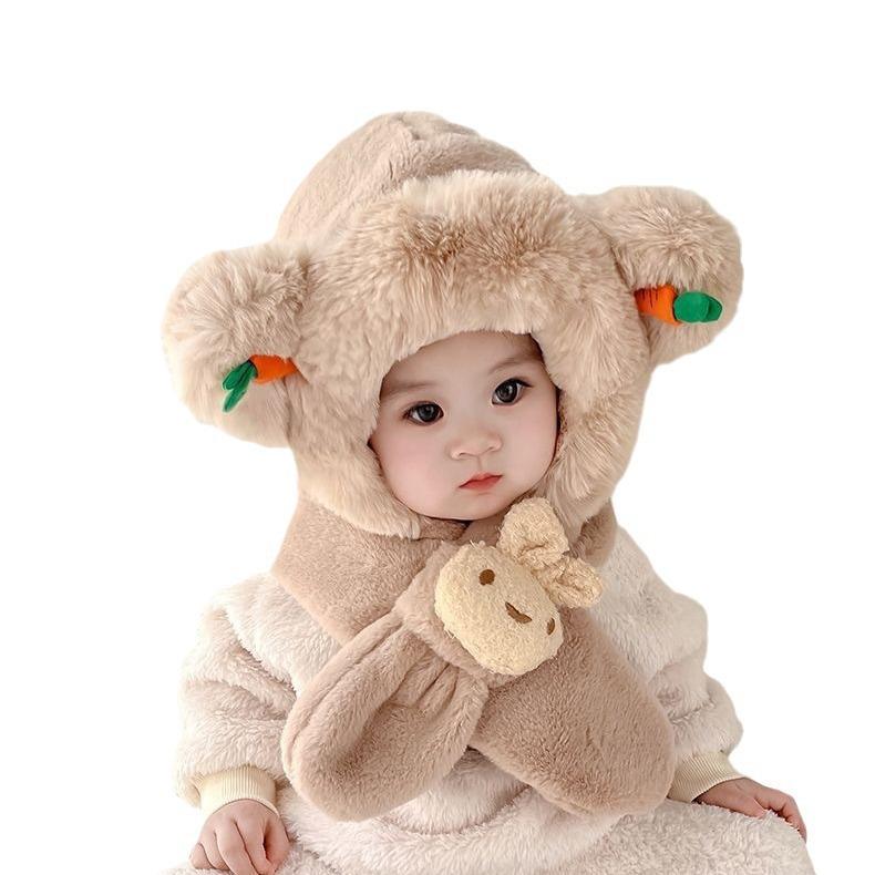 Baby hat scarf integrated neck hat baby autumn and winter cute super cute boys and girls winter children's ear hat