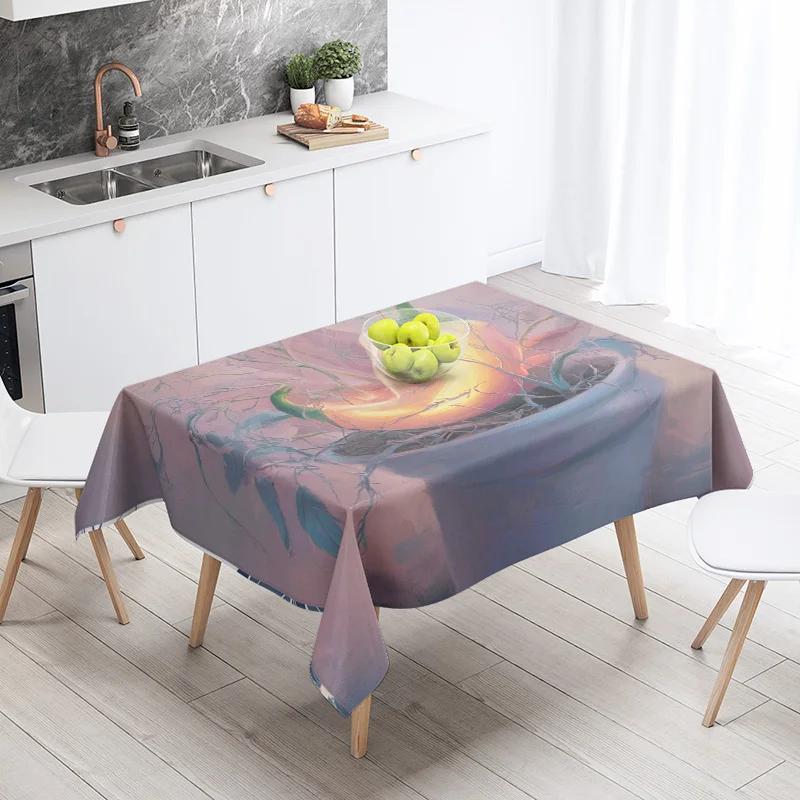 New Abstract Tea Tablecloth Waterproof and Oil-proof Dining Tablecloth Nordic Wind Bar Tablecloth Home Decoration