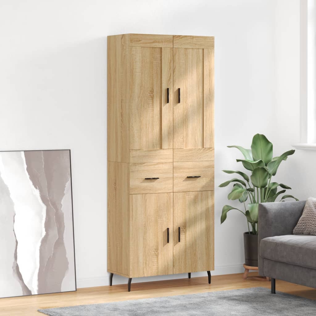 Highboard in Sonoma Oak Finish 69.5 x 34 x 180 cm Particleboard