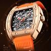 Rose Gold AILANG Brand New Barrel Case Metal Mechanical Watch Silicone Band Waterproof Skeleton Automatic Luxury Sports Watch