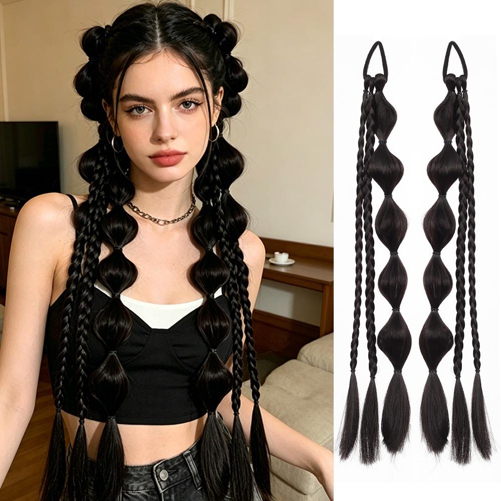 Tibetan Style Braided Ponytail - Bubble & Boxing Braid Hair Accessories