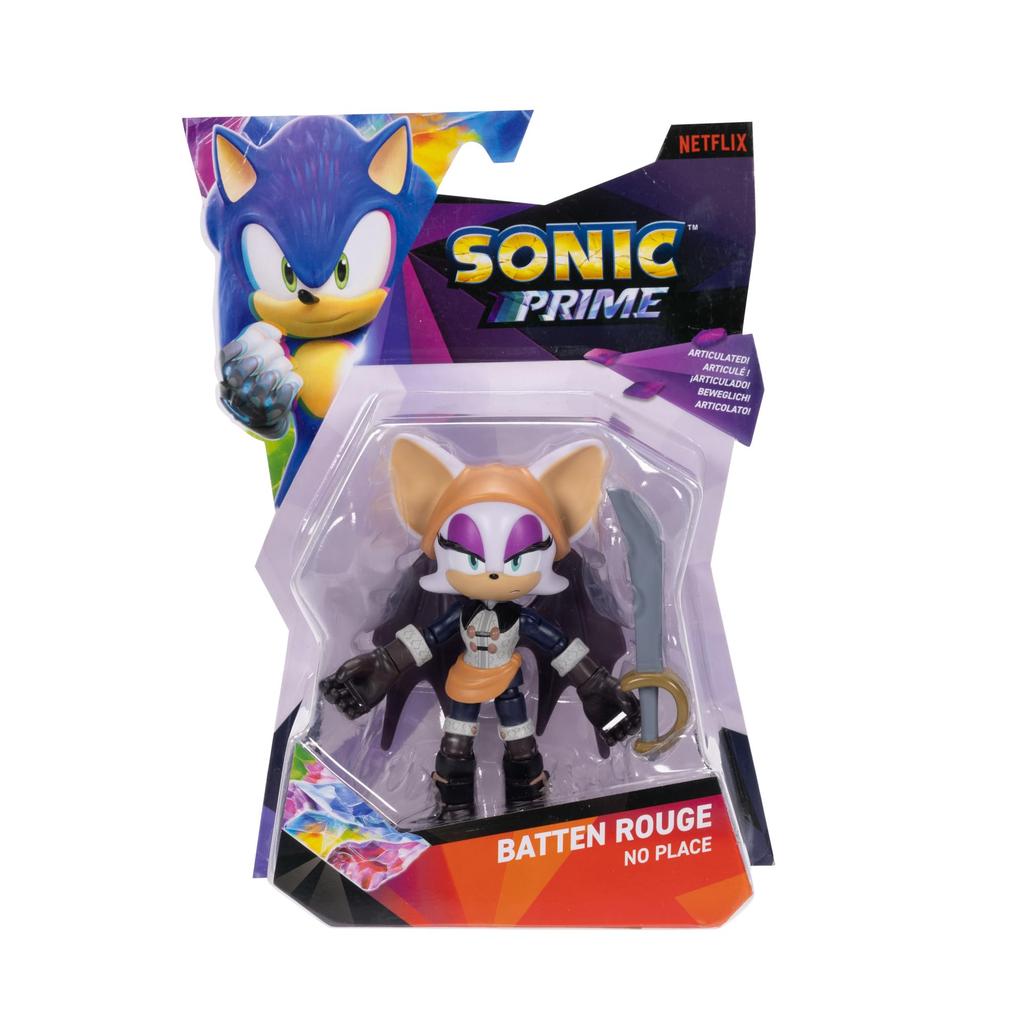 Sonic Prime Baton Rouge cm No Place Action Figure with 15 points of Ages licensed by SEGA and 12.7 - articulation. 3+ (Officially Netflix)