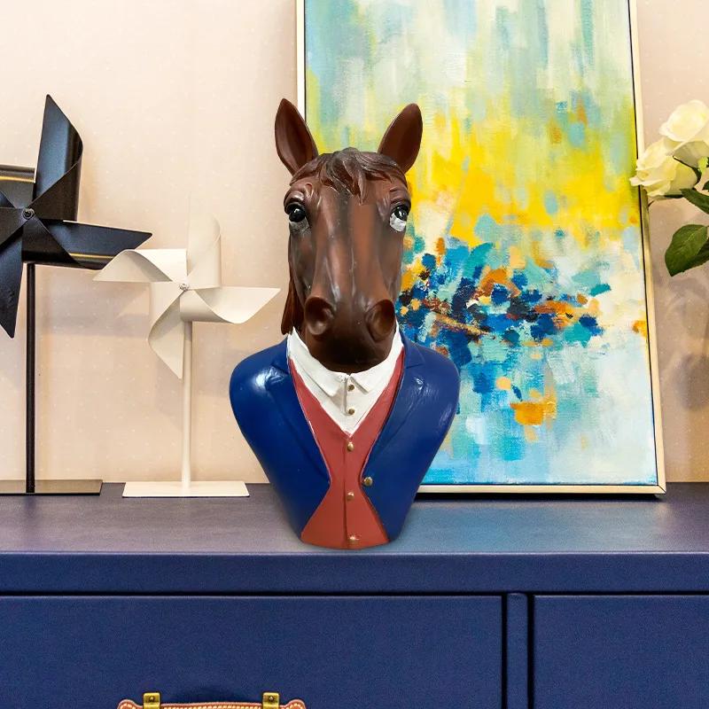 Animal Statue Hippo Sheep Ornaments Deer Horse Figurine Abstract Geometric Style Resin Sculpture Home Office Desktop Gift
