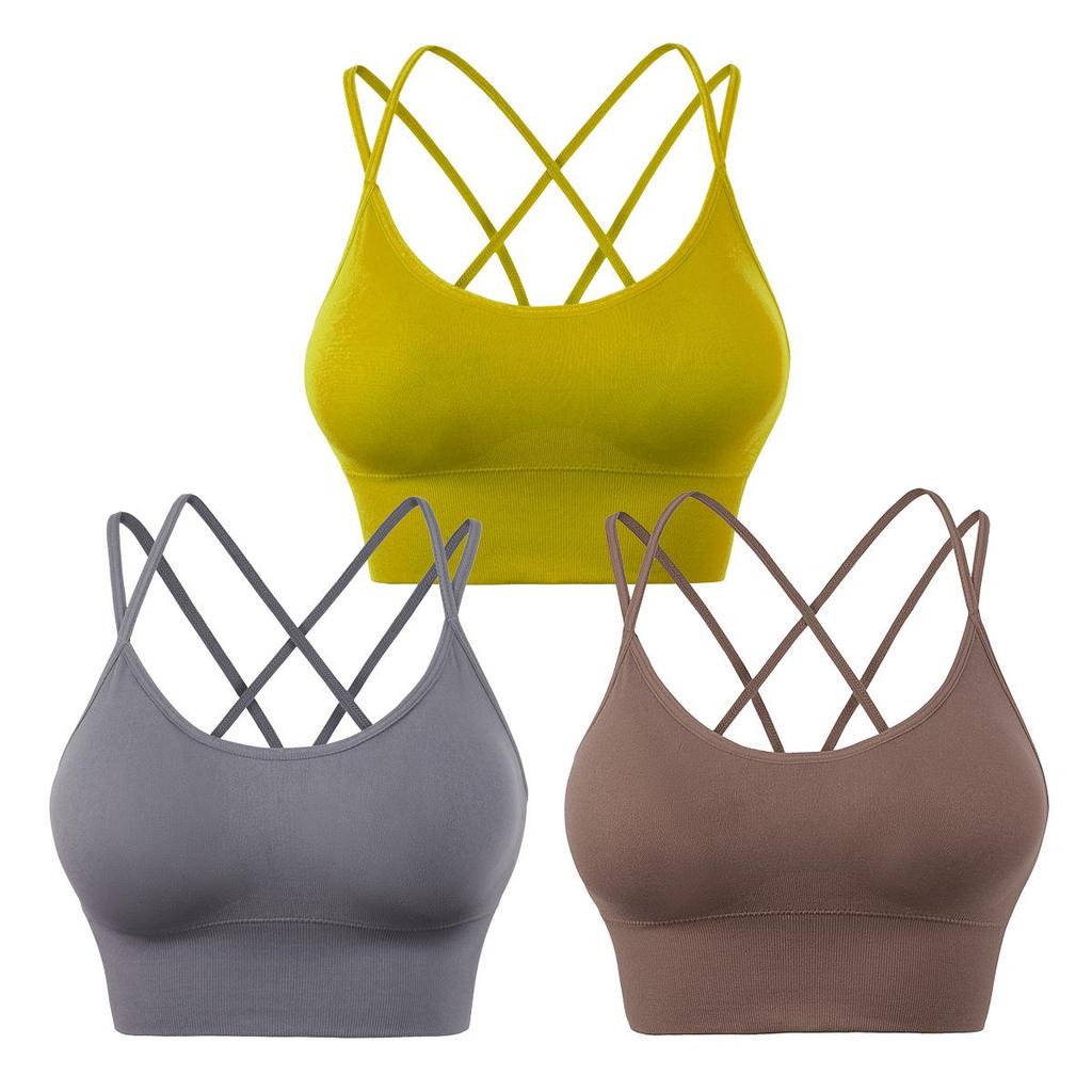 European & American Quick-Dry Cross Back Shockproof Wire-Free Plus Size Yoga Sports Bra for Women