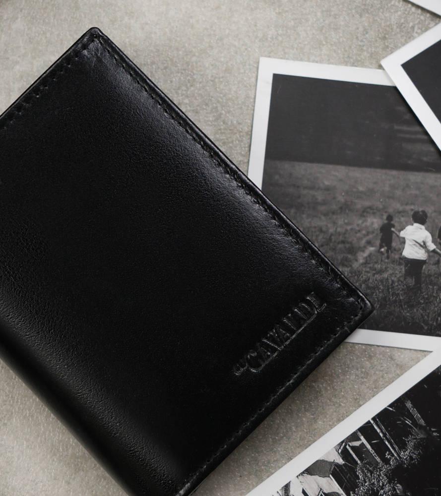 Black Leather Men's Wallet with RFID Protect - Cavaldi