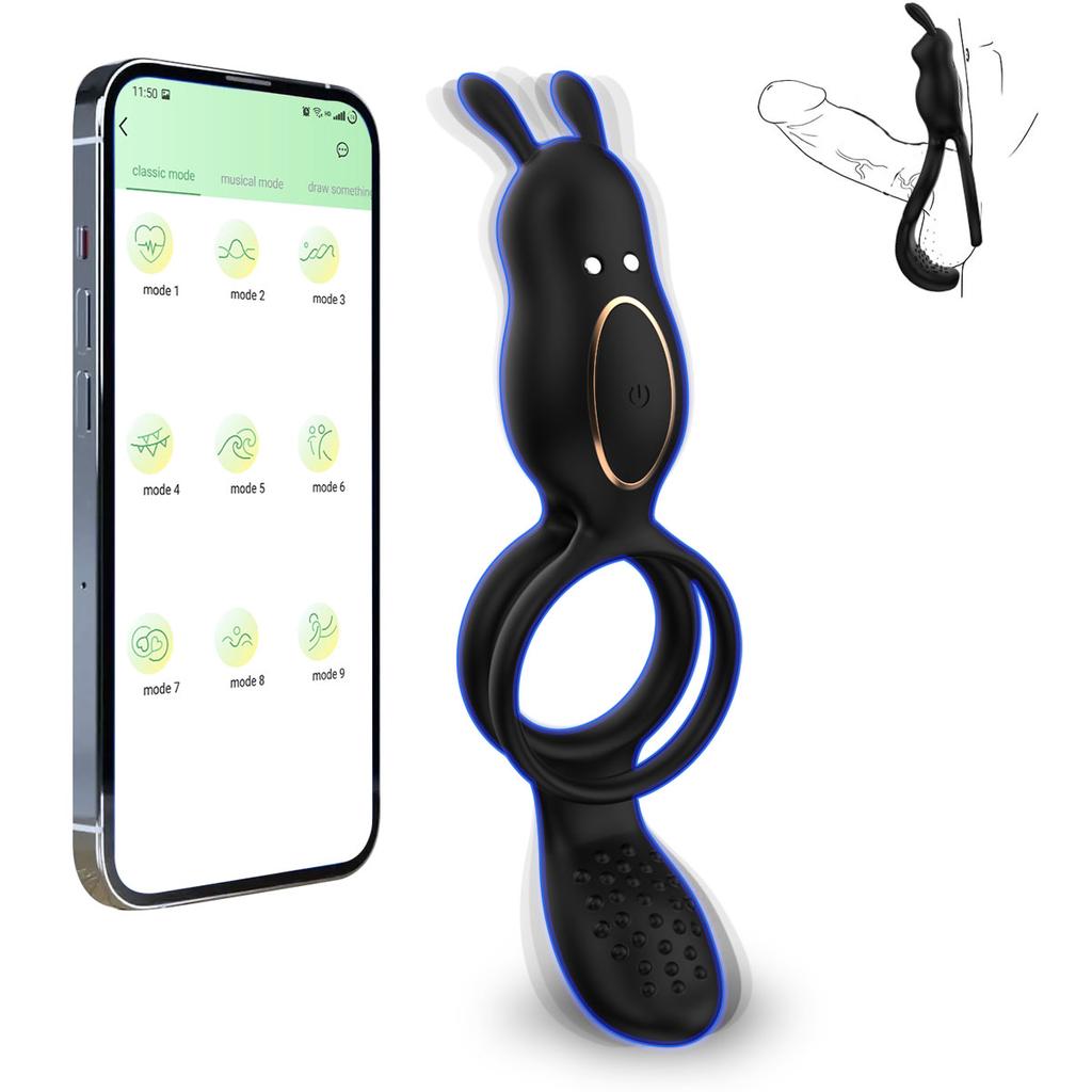 Vibrating Cock Ring with Rabbit Clitoral Stimulator Penis Ring Vibrator Couples Adult Sex Toys for Men Male Couple Sex Toys 18+