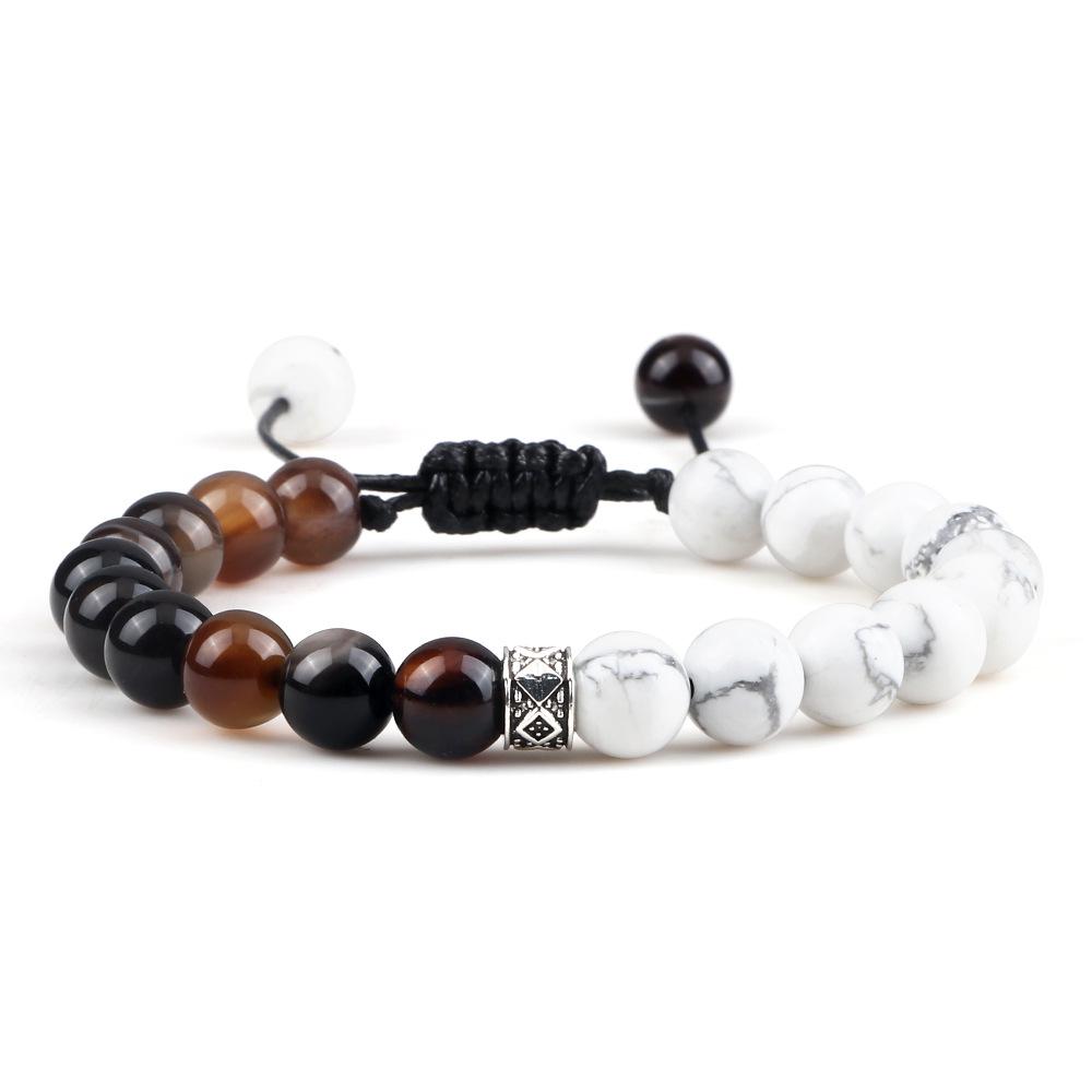 Volcanic Rock & White Turquoise Snowflake Bracelet Set