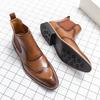 Martin Boots Men's Summer High-top Leather Shoes Men's Inner Height Increase British Chelsea Boots Short Boots Medium-top Business Casual Men's Boots