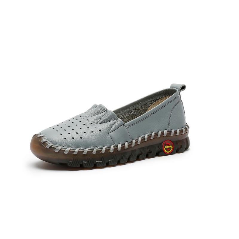 

Весенне-летние женские туфли из натуральной кожи ручной работы, этнический стиль, на плоской подошве, одинарные туфли, туфли для мамы, на мягкой подошве, с мелким вырезом, маленькие кожаные туфли, не 41