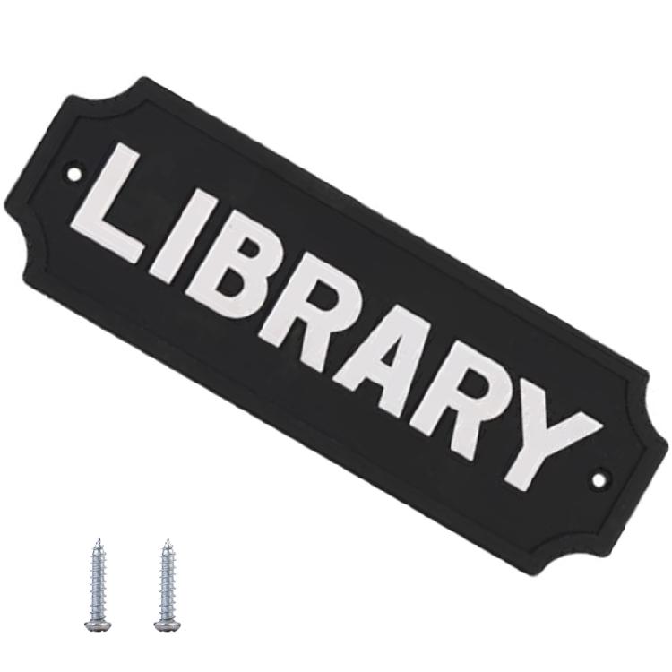 

Elegant Black And White Library Notice Sign Waterproof Sturdy Plastic Materials for Home Garden and Club Wall 1