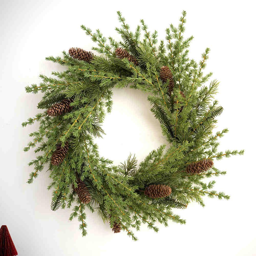 Forest Style PE Christmas Wreath for Door Hanging Decor