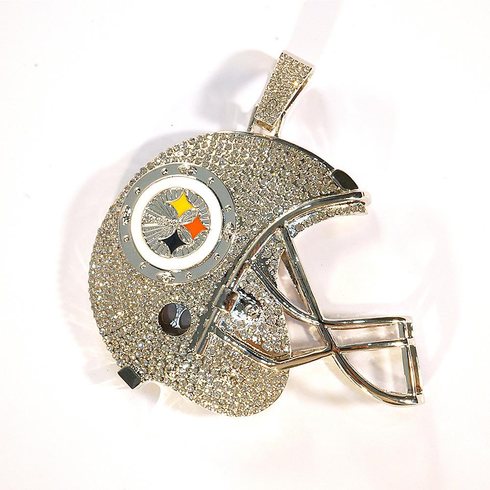 European and American Pittsburgh Steelers Football Helmet Alloy Pendant Necklace