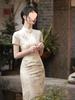 2024 New French Cheongsam: Retro Chinese Style Long Dress for Young Girls - Summer Collection