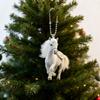 Yousheng White Horse Christmas Ornaments 2D Flat Acrylic Running Horse Car Rear View Mirror Charm Auto Hanging Pendant for Holiday Home Tree Decor