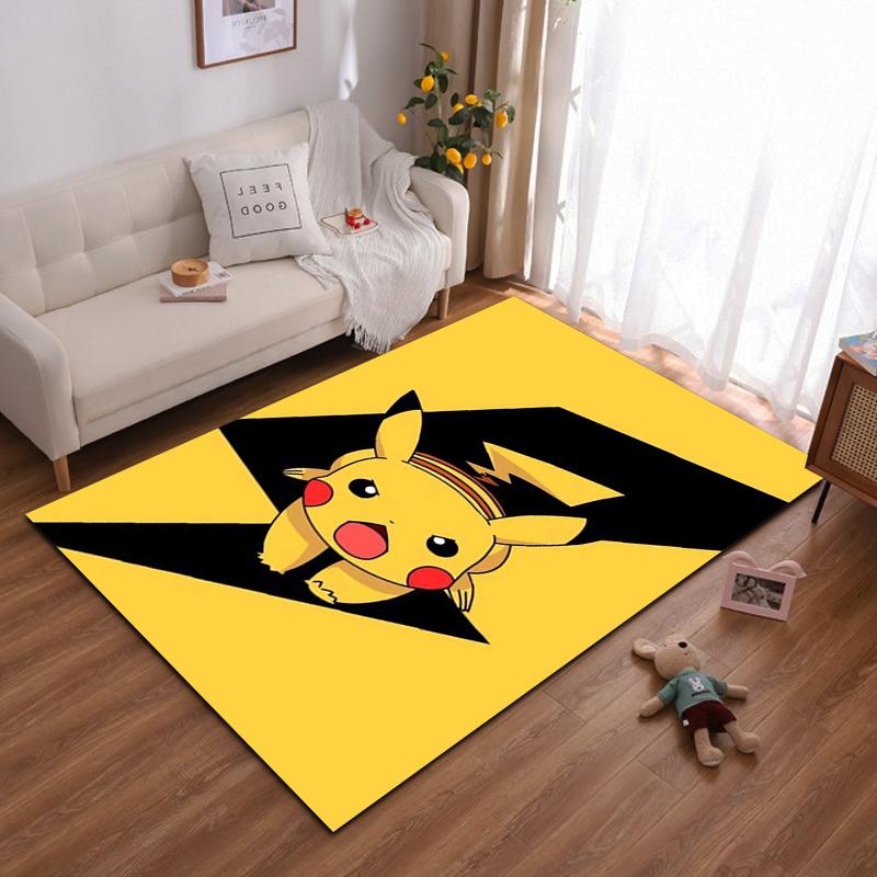 Cute Yellow Cartoon Character with Lightning Non-slip rug suitable for living room and bedroom sofas.