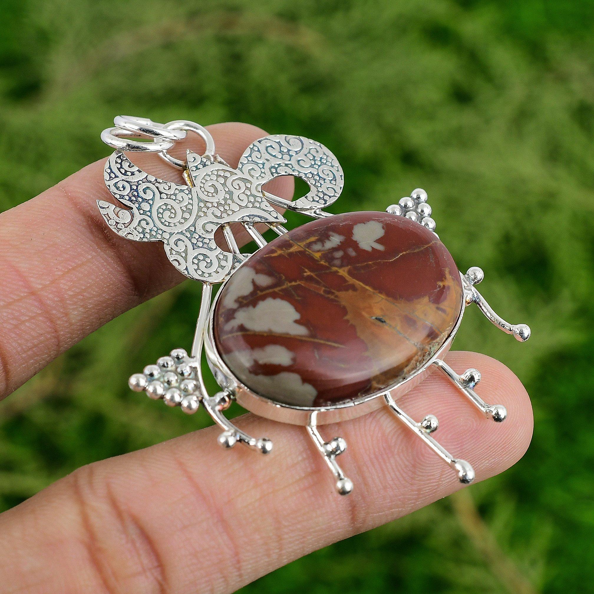 

Норина Яшма Драгоценный Камень 925 Стерлинговое Серебро Арт Деко Безель Свадебная Жена Подвеска