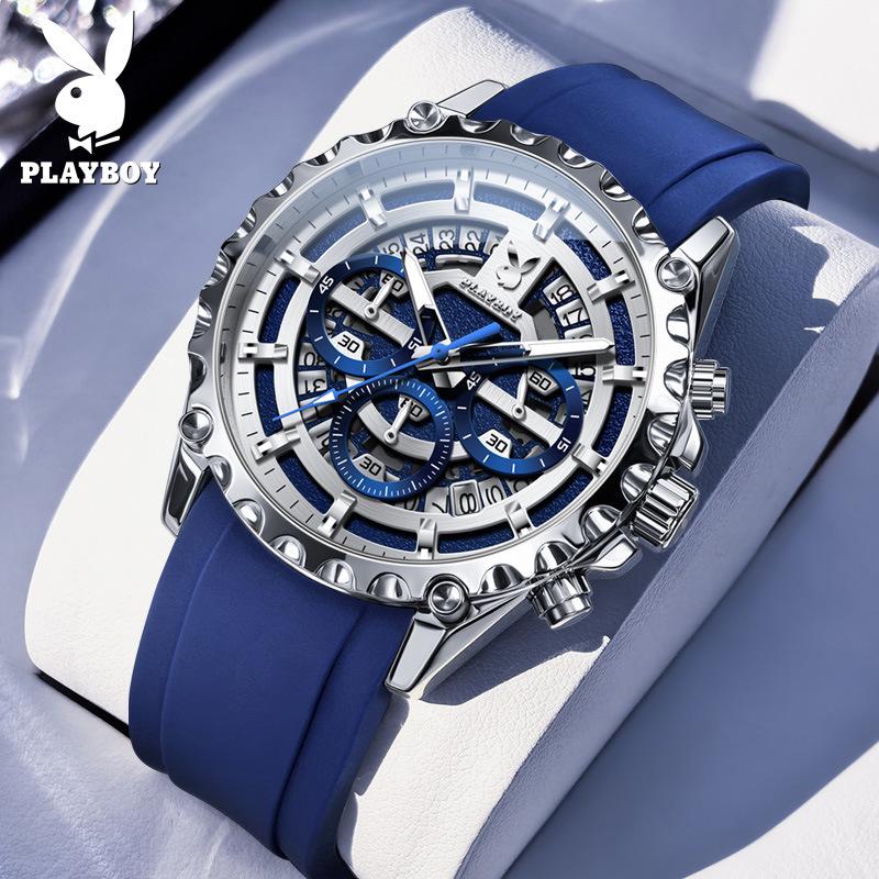 

Мужские часы Playboy в студенческом стиле, многофункциональные, кварцевые - Люминесцентные, Водонепроницаемые, Бизнес-тренд.