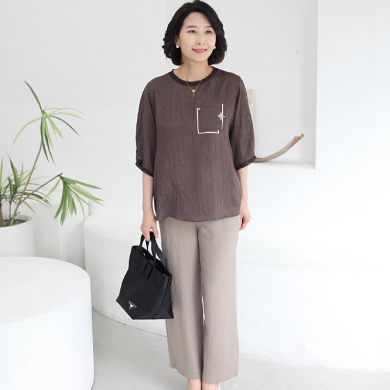 Shiz Madam Louis Gold Pocket Tencel Blouse T57358