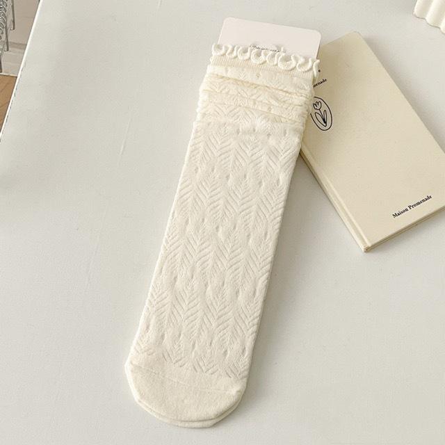 Cotton Ruffles Ankle Socks Women Lolita Cute Kawaii Korean Stocking Girl Spring Black White Middle Tube Japanese Sox