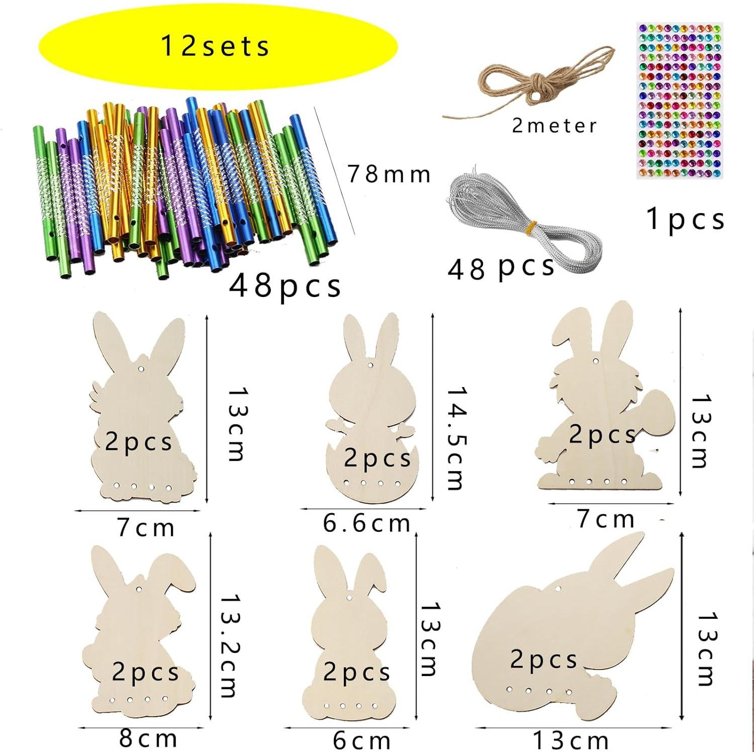 

DIY Wooden Easter Rabbit Wind Chime Kit for Home Garden Classroom Decor Outdoor Suitable Assemble Your Own Wind Chimes