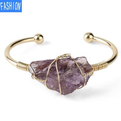 Natural Crystal Bangle Large Irregular Crystal Winding Bracelet Women Jewelry Gift