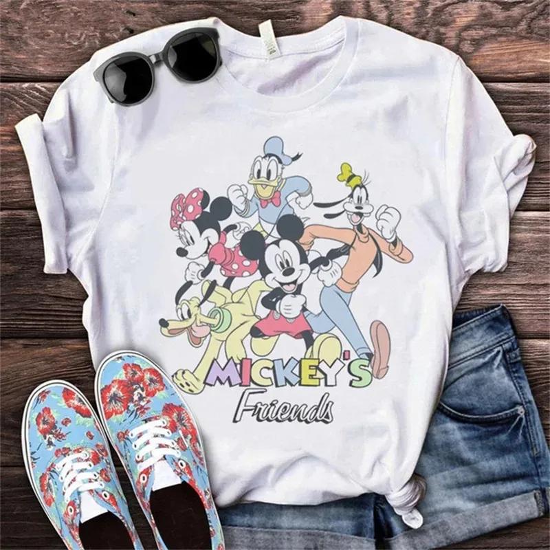 2025 New Fashion 26 Letter Print Women's T-shirt Disney Minnie Top Casual T-shirt Summer Short Sleeve Pattern Women's Clothing