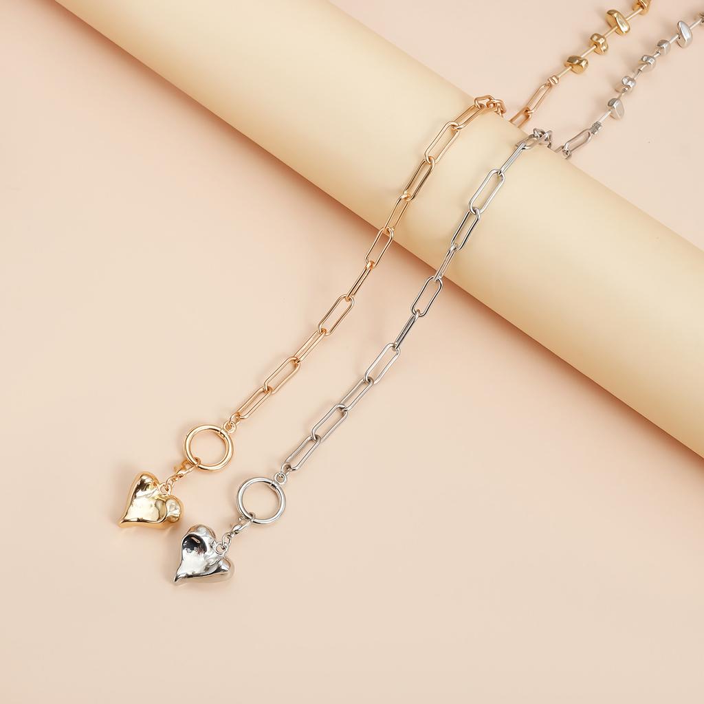 Vintage Inspired Necklace Adjustable Multi Section Heart Charm Collarbone Chain Romantic Jewelry Gift for Women
